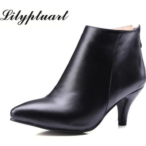 2019 autumn and winter new high-heeled ankle boots stiletto pointed back zipper short boots wild size single boots women