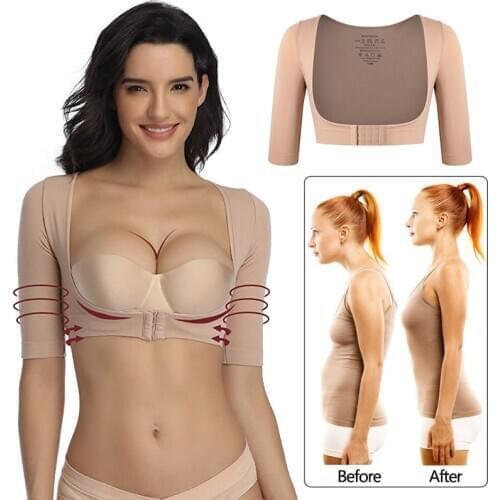Womens Upper Arm Shaper Slimmer Posture Corrector Body Compression Sleeves Shapewear Seamless Corrective Underwear Slimming Tops
