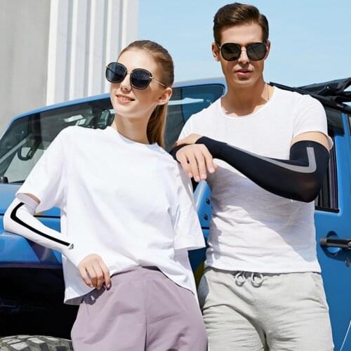 1 Pair Cycling Arm Sleeve Summer Ice Silk Sunscreen Breathable UV Protection Arm Warmer Sports Arm Sleeves Cover