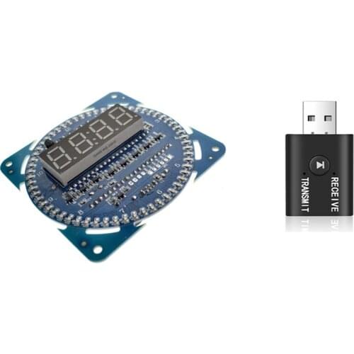 1Pcs LED Electronic Digital Clock Module DS1302 Rotation & 1 Pcs Bluetooth 5.0 USB Adapter Transmitter Receiver