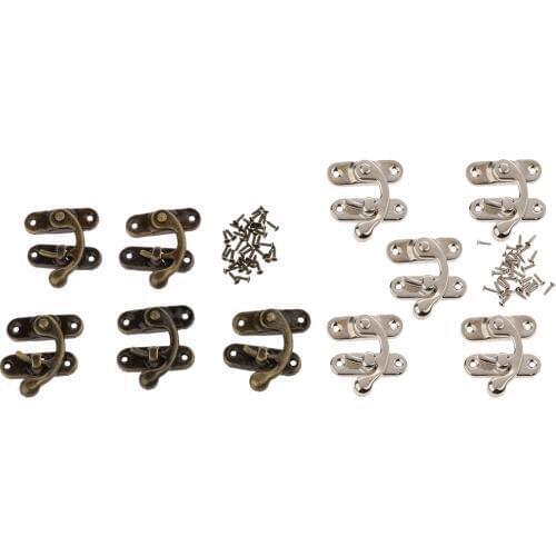 10 Sets Swing Lock Swing Bag Clasps Box Latch Closure Chest Hook With Screws for Toolbox Jewelry Box Necklace Case