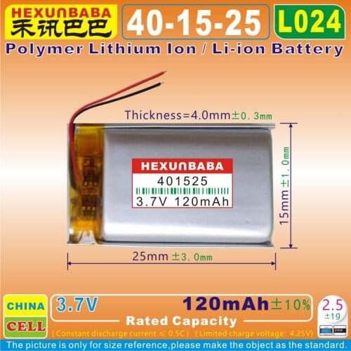 10pcs [L024] 3.8V 63mAh [411415] Polymer Li-Ion Battery For TWS Bluetooth Earphone,Smart Watch Fitbit Charge 2 LSSP411415