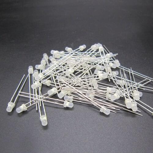 100PCS 3mm Diffused Led Ultra Bright 6000 - 6500K White LED Lamp Fog Led Diodes LED Light Emitting Diode lamps Free Shipping