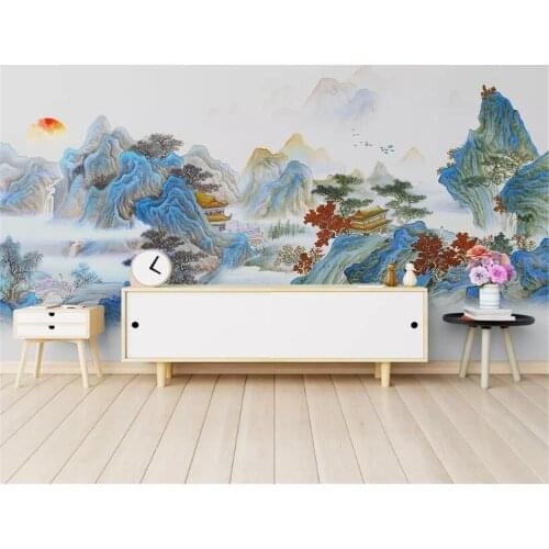 Beibehang Custom 3d wallpaper hand-painted artistic ink classical landscape welcoming pine background wall 3d wallpaper mural