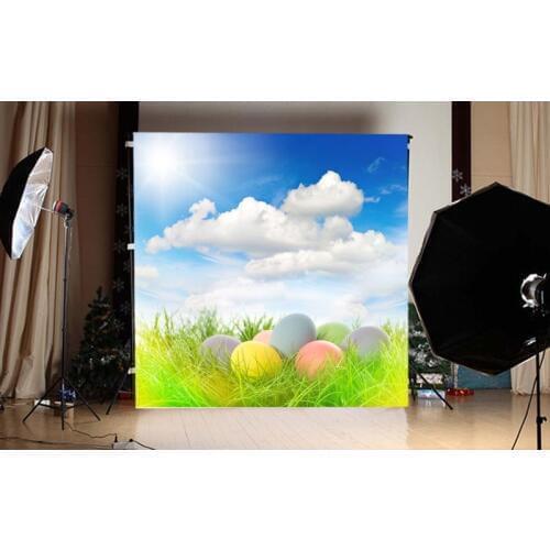 3x5ft Hot Sale Easter Eggs Background For Children Blue Sky Greenland Lawn Custom Photography Backdrops Photographic Props