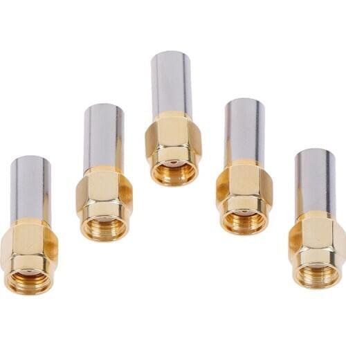 5pcs/Lot Gold SMA Male Plug RF Coaxial Connector Crimp For RG58 RG142 RG400 LMR195 RG223