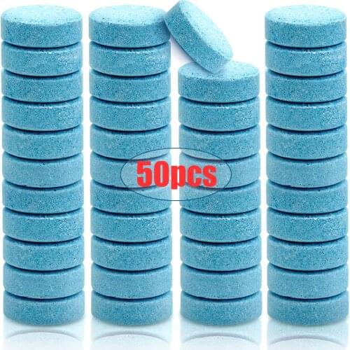 50 Concentrated Tablets Detergent Car Windshield Cleaning Effervescent Tablets Ultra-clear Wiper Glass Cleaner for Home Toilet