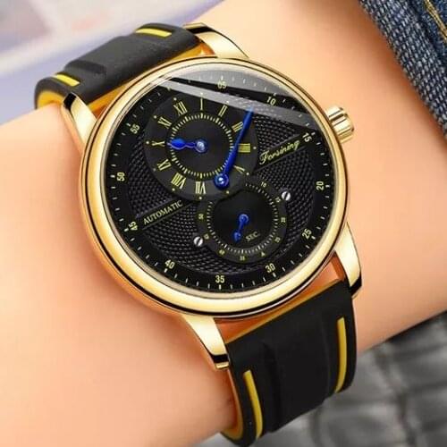 High Quality Brand 4138 Silica gel With Automatic Mechanical Waterproof Watch for Fashion Mens Wristwatch