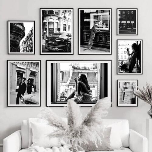 Black White Fashion Poster Smoking Lady Classic Prints Wall Art Canvas Painting Photography Modern Girl Room Decoration Pictures
