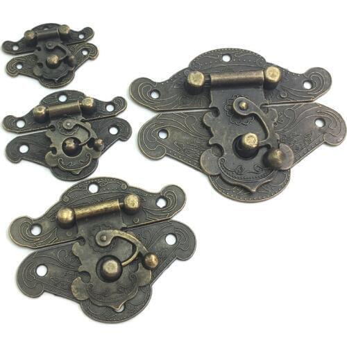 One set Antique Retro Vintage Decorative Cabinet Jewelry Box Antique Buckle Wooden Box Latch Decorative Hasp Latch Buckle