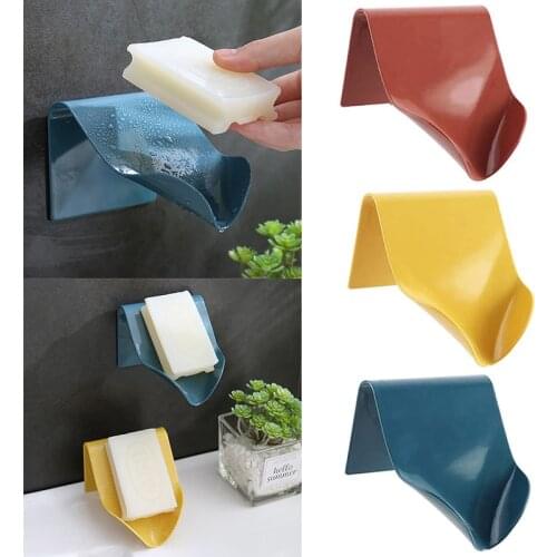 Soap Holder Bathroom Shower Soap Dish Shower Plates Soap Storage Box With Drain Wall Mounted Self Adhesive Plastic Supplies