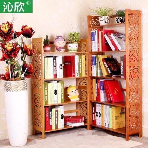 Cheap bamboo wood simple bookshelf idyllic Creative Kids antique bookcases office bookcase shelf floor
