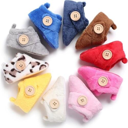 Baby Shoes Newborn Infant Boy Girl Winter Fluff Warm Cotton Sole Soft Hook&loop Booties Toddler First Walkers Crib Moccasins