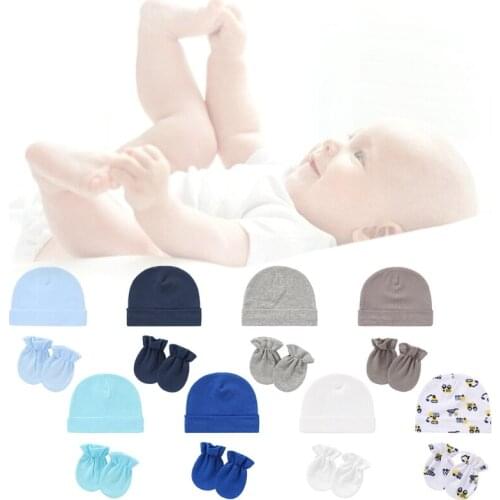 Baby Anti-scratching Gloves Hat Set Newborn Mittens Warm Beanie Cap Kit Gifts