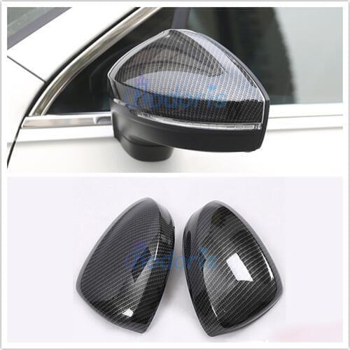 For Volkswagen VW Tiguan L 2017 2018 Carbon Fiber Color Rear View Overlay Panel Door Mirror Cover Chrome Car Styling Accessories