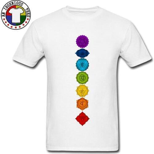 Colored Seven Chakras Graphic T Shirt For Adult Best Great Luxury Fashion Tshirt Slim Fit Street Style Cotton Clothes Summer Top