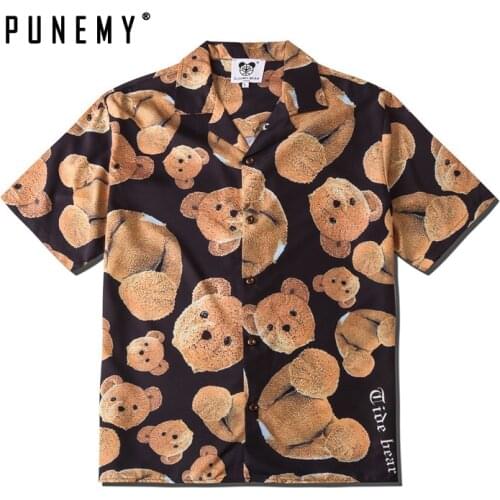 T Shirt Men Funny Cartton Bear Hip Hop Streetwear Oversize Tshirt 2020 Summer Short Sleeve Harajuku Casual Women T-Shirt