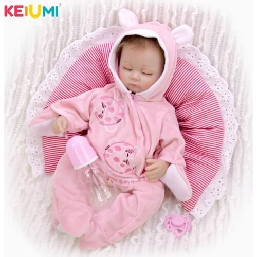 KEIUMI Cute 17 Inch 42 cm Close Eyes As Sleeping Lifelike Reborn Baby Doll Soft Silicone Reborn Doll Toy For Kid Birthday Gift