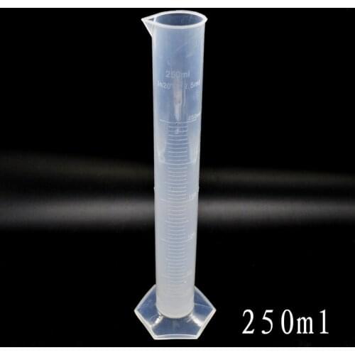 Measuring Cylinder, 250ml - Class B Tolerance - Octagonal Base - Polypropylene Plastic - Industrial Quality, Autoclavable