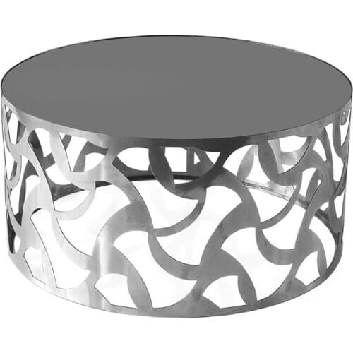 METAL COFFEE TABLE WITH SILVER MIRROR, SILVER METAL COFFEE TABLE, LIVING ROOM, REST ROOM,ONE PIECE METAL, MODERN EUROPEAN STYLE