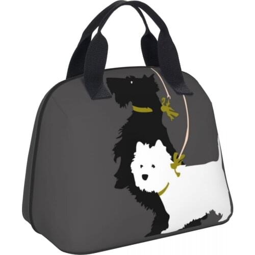 Cute Westie Thermal Lunch Bag Women Waterproof Portable Insulated Cooler Bento Tote Westie Print Picnic Food Container Handbag