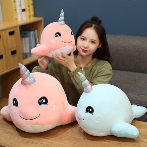 25-55CM kawaii Unicorn Whale Plush Toys Cute Stuffed Soft Ocean Animal Unicorn Pillow for Baby Girls kawaii Birthday Present