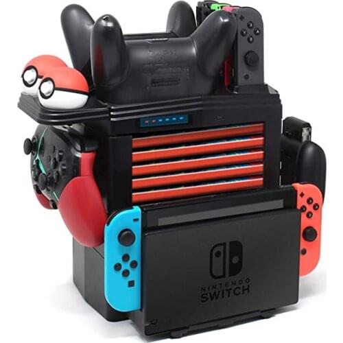 Multifunction USB Storing Charging Stand Dock for Nintend Switch Console NS Pro Controller Joystick Grip+Game Card Storage+Cable