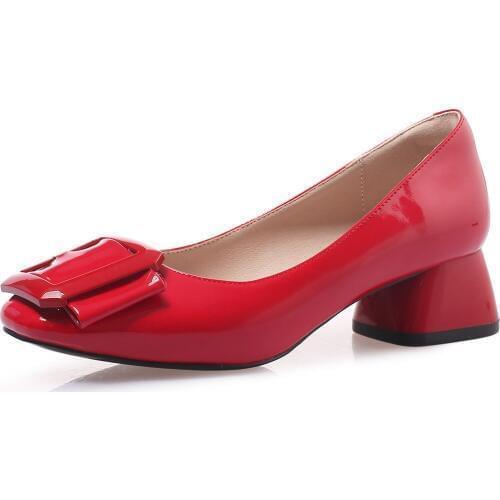 Fashion 2019 age season new thick with low with female 33-43 square single shoes