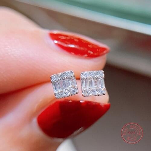 Fashion Silver Color Princess Square Cut Dazzling AAA Zircon Earrings for Women Jewelry Gift Pendientes Oorbellen Bijoux