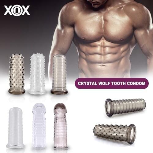 With Spike Dotted Penis Sleeve for Men Dildo Sheath Condoms Extender Sleeve Penis Cocks Cover Sex Toys Reusable Silicon Dildos