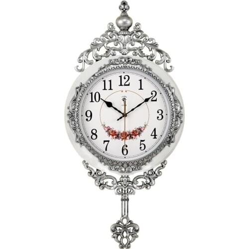 European Wall Clock Vintage Silent Pendulum Clock Wall Decor Living Room Restaurant Retro Swing Idyllic Orologio Parete SC267