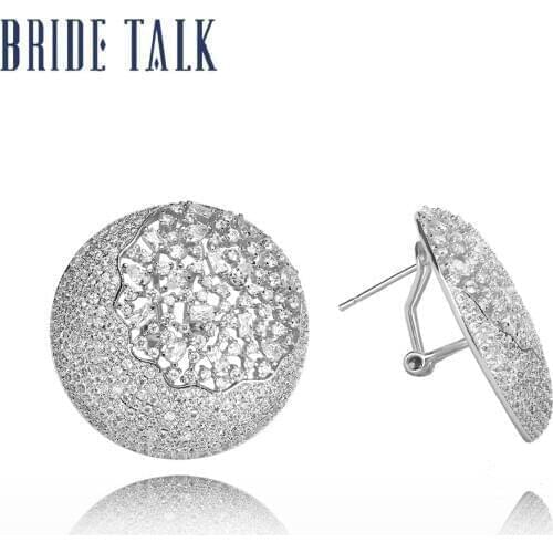 Bride Talk Unique Cute Mushroom Shaped Full Micro Pave Cubic Zirconia Earrings For Women Engagement Banquet Dating Jewelry Gifts