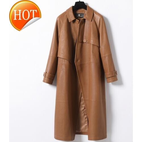 Autumn winter 2020 new leather windbreaker, female sheep skin, foam leather, long silhouette, fashionable windbreaker and fur