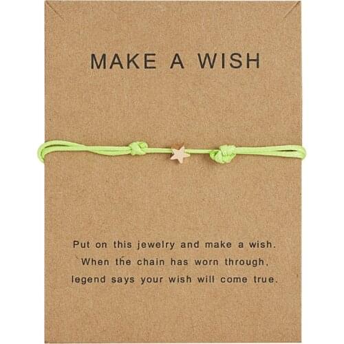 2021 New Good Luck Wish Card Star Charm Adjustable Wax Rope Bracelet Friendship Jewelry