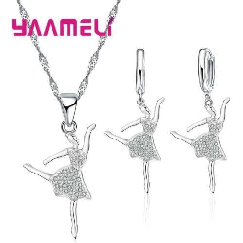 New fashion Silver Cubic Zircon Inlay Paved Jewelry Gift Set for Birthday Women Girl Wedding Engageement Party Accessories