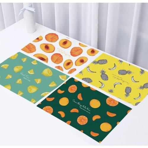 New Cartoon Fruit Printing Western Placemats Household Daily Antifouling Cotton And Linen Table Mat Kitchen Accessories