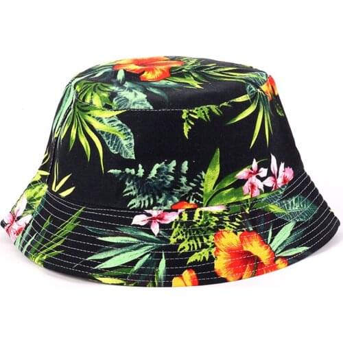 Fashion Plants Print Bucket Hats For Women Summer Bonnet Cap Men Cotton Hip Hop Hat Graffiti Casual Fisherman Cap шляпа женская