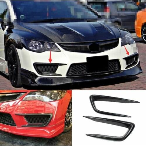 For Honda Civic FD2 2006 2007 2008 2009 2010 2011 2pcs Real Carbon Fiber Front Bumper Canards Lip Splitter Fins
