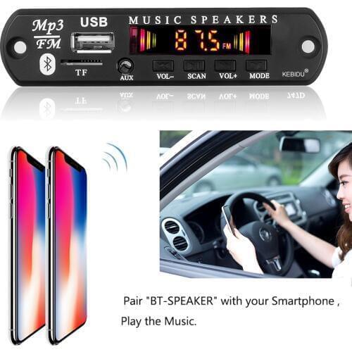 Kebidu Bluetooth 5.0 MP3 Decoding Board Module DC 5V 12V MP3 Player SD/TF Card/USB/FM Radio Decoding Board Module For Car Kit