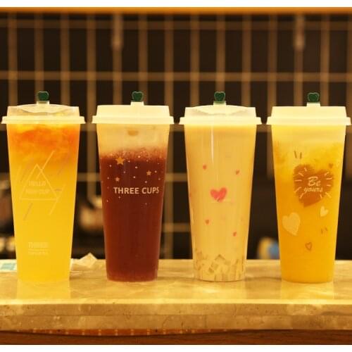 50pcs High quality transparent disposable coffee cup birthday wedding party favors cold hot drink milk tea plastic cups with lid