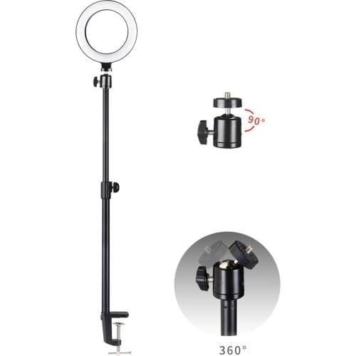 Adjustable Universal Table Desk Clamp Mount Stand Ring Light Holder with 1/4" Screw Tip Bracket for DSLR Camera Camcorder Phone