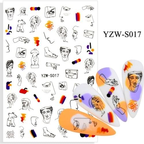 Self-adhesive 3D Stickers for Nails Face Image Line Nail Art Decorations Small Size Fashion Stickers Women Girl Nail Foil