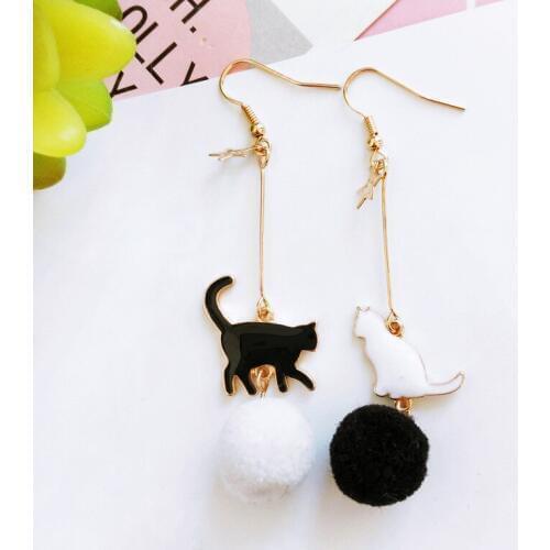 3 colors Korean Cute Little Purr Animal White Cat Shape Long Earrings No Piercing Meow Kitty Cat Clip Earrings No Pierced Hole