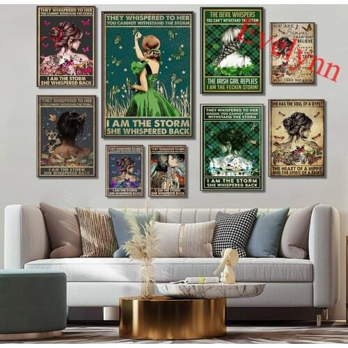 You Withstand The Storm I Am The Storm She Whispered Back Poster,Hippie Girl Into The Forest Home Decor Canvas Wall Art Prints