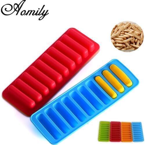 Aomily 10 Holes Finger Shaped Silicon Cookies Chocolate Jelly Candy Cake Bakeware Mold Pastry Bar Ice Block Mould Baking Tools