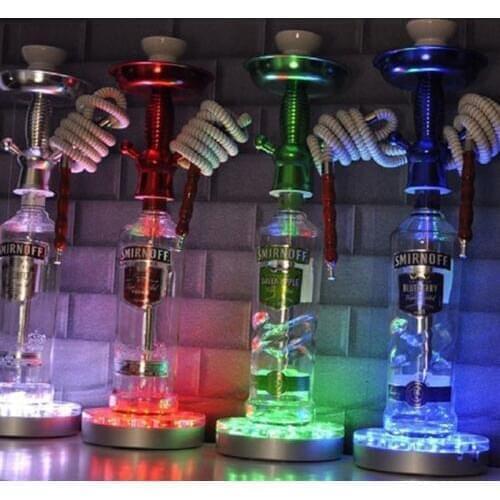 New Led Glass Smoking Shisha Hookah Light with Remote control Battery Operated lamps for Disco Bar wedding party decorations