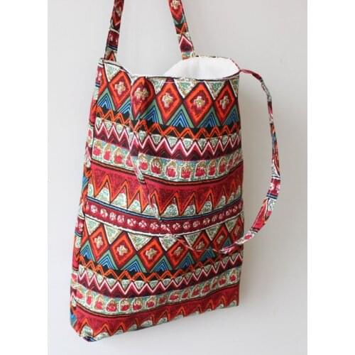 Pure Handmade Tote Shoulder Bag Beach Satchel Sling Bags Travel Print Linen Cotton Casual Hipster Bag Shoulder Bags For Women