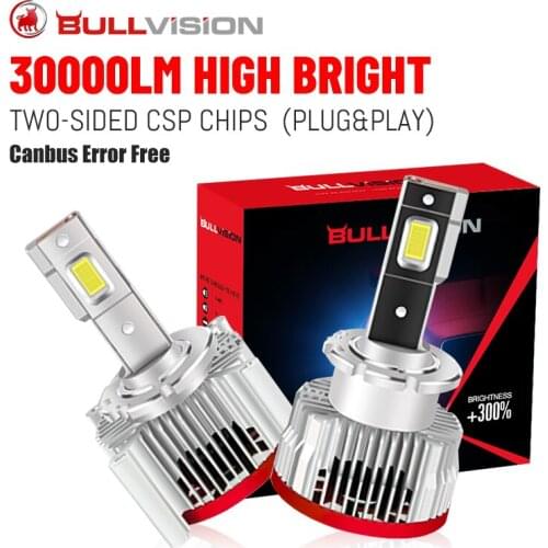 Bullvision D1S LED Headlights 30000LM HID D2S D3S D4S D5S D8S D1R D2R D3R D4R 6000K CSP Chips Canbus No Error High Beam Low Beam