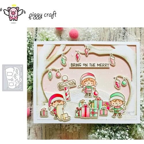 Piggy Craft metal cutting dies cut die mold Tree rectangular frame Scrapbook paper craft knife mould blade punch stencils dies
