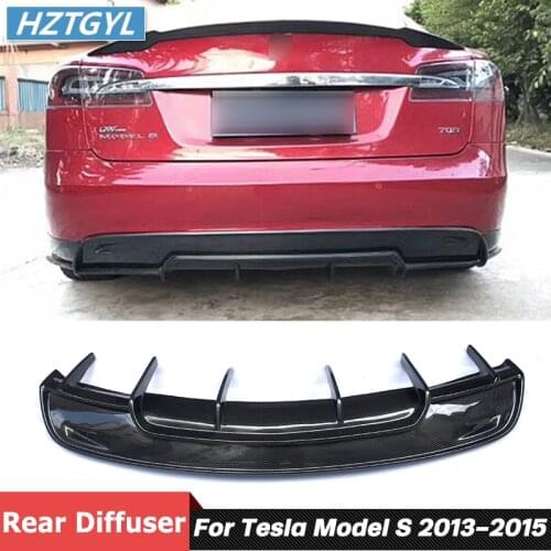 Carbon Fiber Material Rear Bumper Lip Diffuser For Tesla Model S Tuning 2013-2015